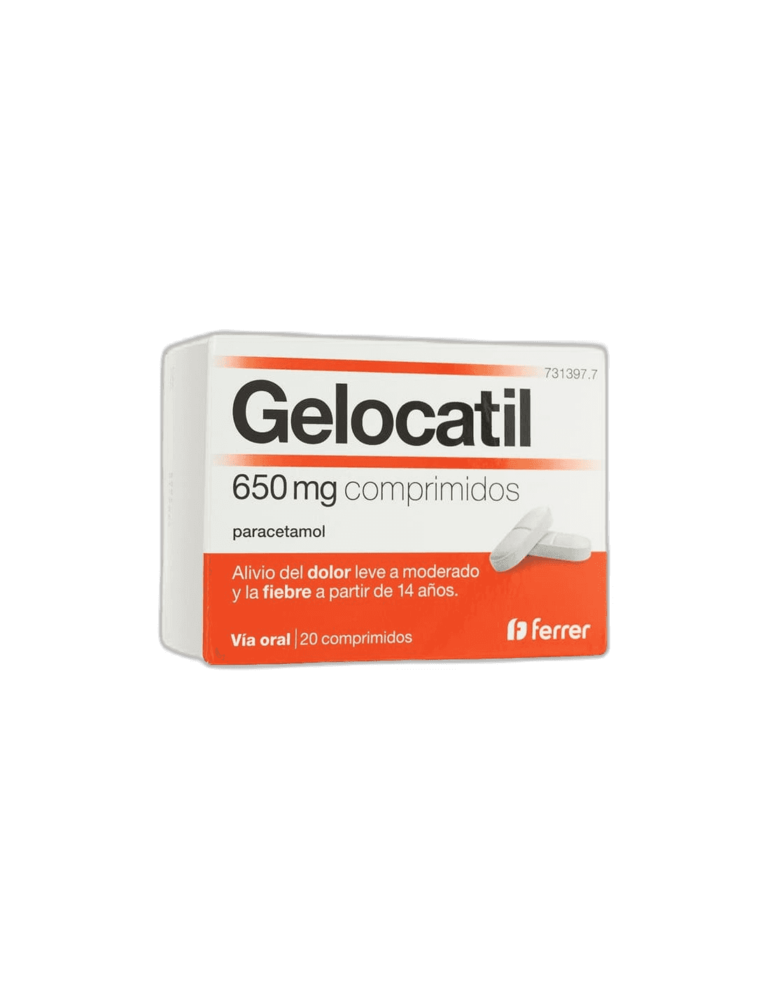 Imagen de GELOCATIL 650 mg 20 COMPRIMIDOS