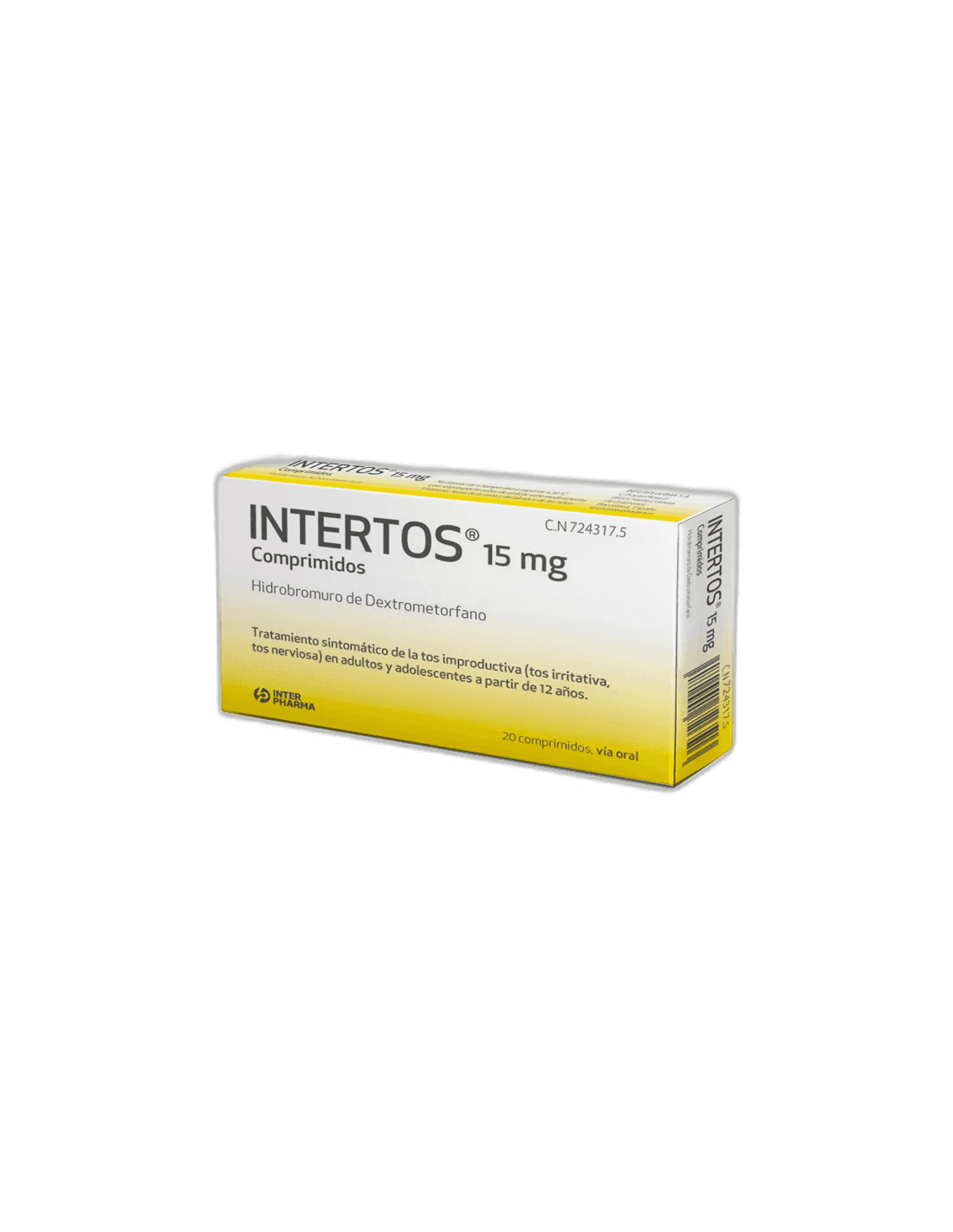 Imagen de INTERTOS 15 mg 20 COMPRIMIDOS