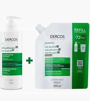 Imagen de Vichy Dercos Champú Anticaspa Ds Cabello Normal Graso 390 Ml + Ecorefill 390 Ml