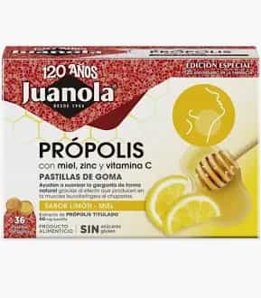 Imagen de Juanola Própolis Miel Zinc y Vitamina C Sabor Limón y Miel 36 Pastillas de Goma