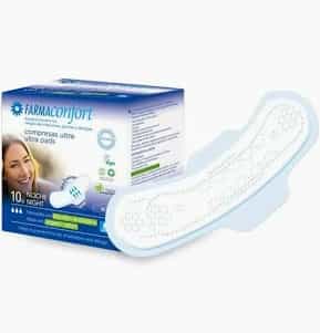 Imagen de Farmaconfort Compresas Ultrafinas Noche con Alas 100% Algodón Ecológico 10 Uds