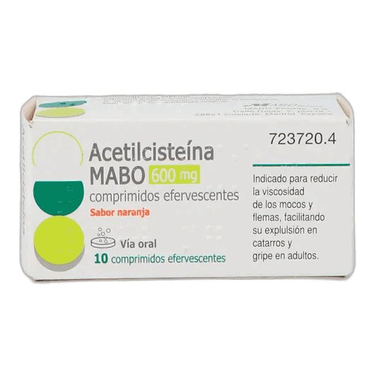 Imagen de ACETILCISTEINA MABO 600 mg 20 COMPRIMIDOS EFERVESCENTES (SABOR NARANJA)