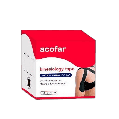Imagen de ACOFAR KINESIOLOGY TAPE VENDAJE 1 UNIDAD 5 M X 5 CM COLOR N
