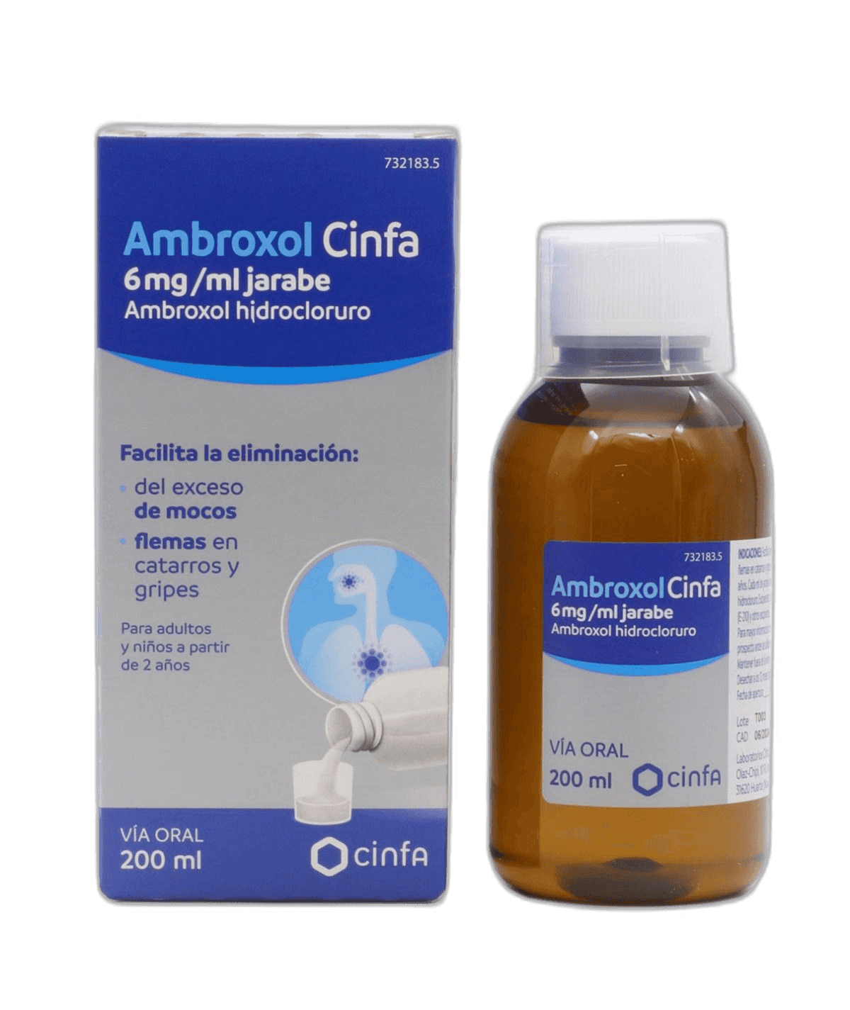 Imagen de AMBROXOL CINFA 6 mg/ml JARABE 1 FRASCO 200 ml
