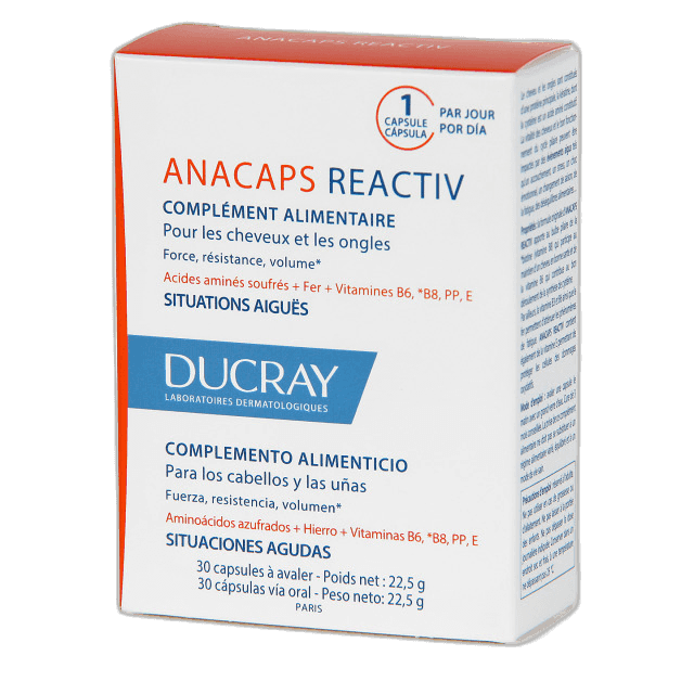 Imagen de ANACAPS REACTIV CABELLO Y UÑAS DUCRAY 30 CAPSULAS 3 CAJAS