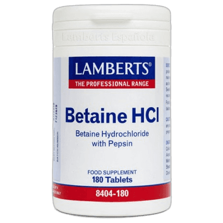Imagen de BETAINA HCI 324MG / PEPSINA 180 CAPS LAMBERTS