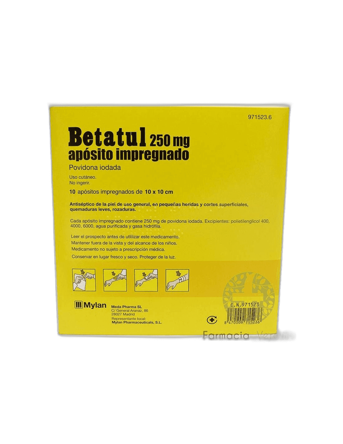 Imagen de BETATUL 250 mg 10 APOSITOS IMPREGNADOS