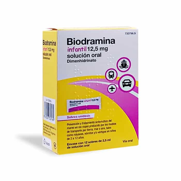 Imagen de Biodramina Infantil 12,5 Mg 12 Sobres