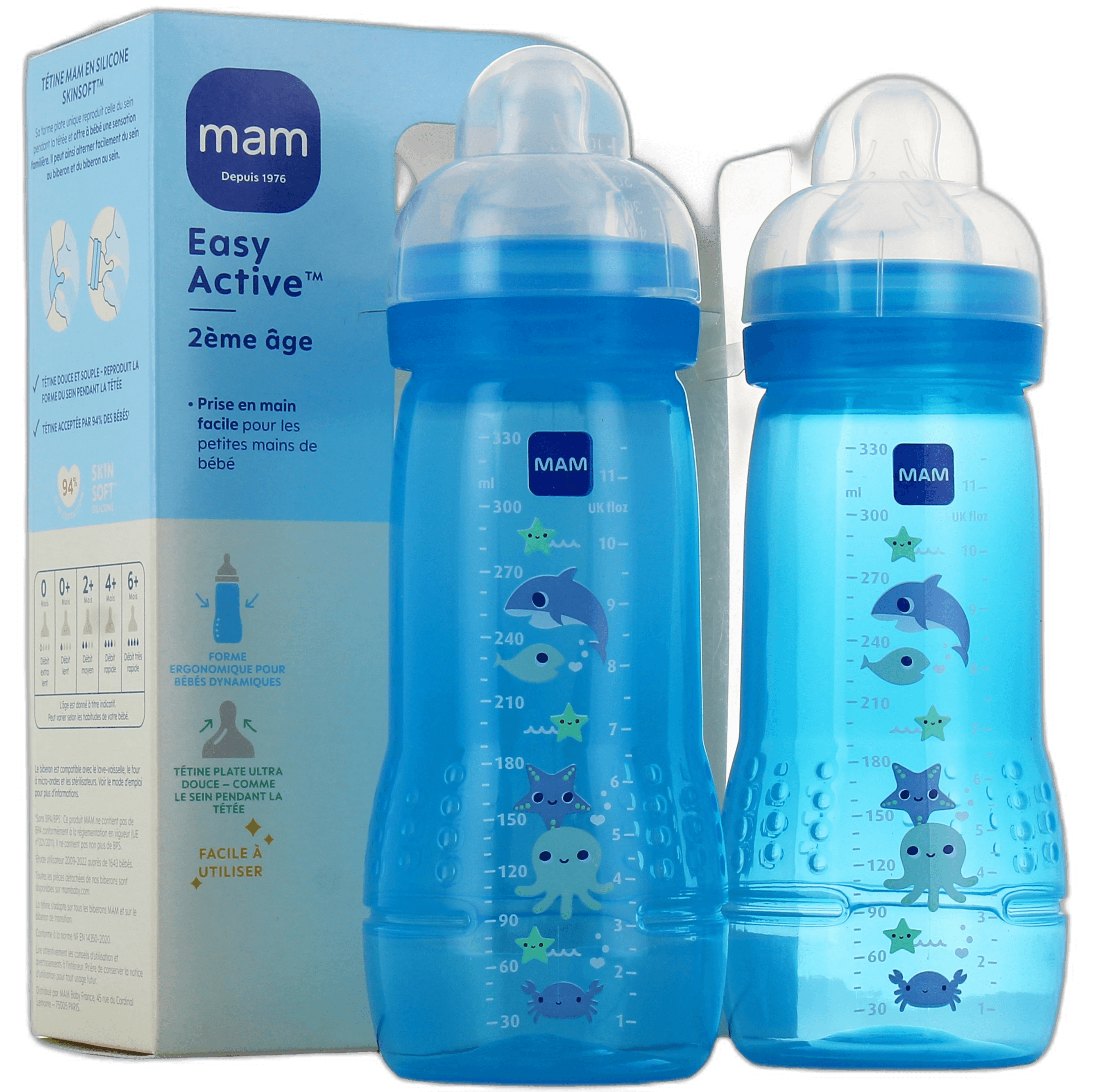 Imagen de BOTTLE BIBERON MAM EASY ACTIVE 2 UNIDADES 330 ML COLOR NEUTR