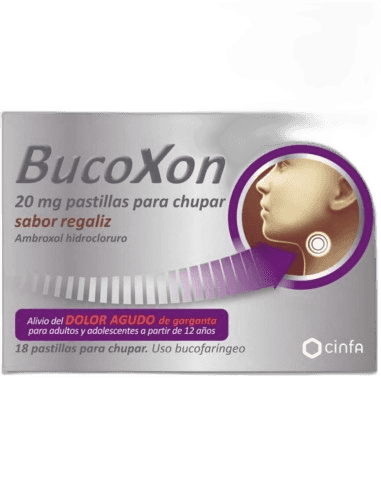 Imagen de BUCOXON 20 mg 18 PASTILLAS PARA CHUPAR (SABOR REGALIZ)