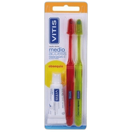 Imagen de CEPILLO DENTAL ADULTO VITIS ACCESS MEDIO BLISTER 2 UNIDADES