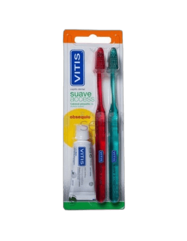 Imagen de CEPILLO DENTAL ADULTO VITIS ACCESS SUAVE BLISTER 2 UNIDADES