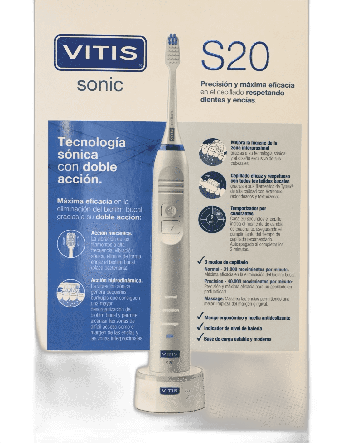 Imagen de CEPILLO DENTAL ELECTRICO VITIS SONIC S10 / S20 ENCIAS 2 UNID