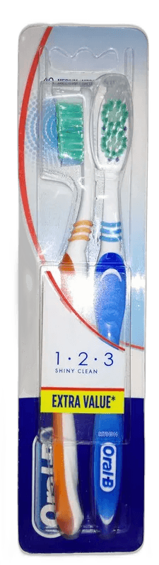 Imagen de CEPILLO ORAL B 123 SHINY CLEAN MEDIO 2U