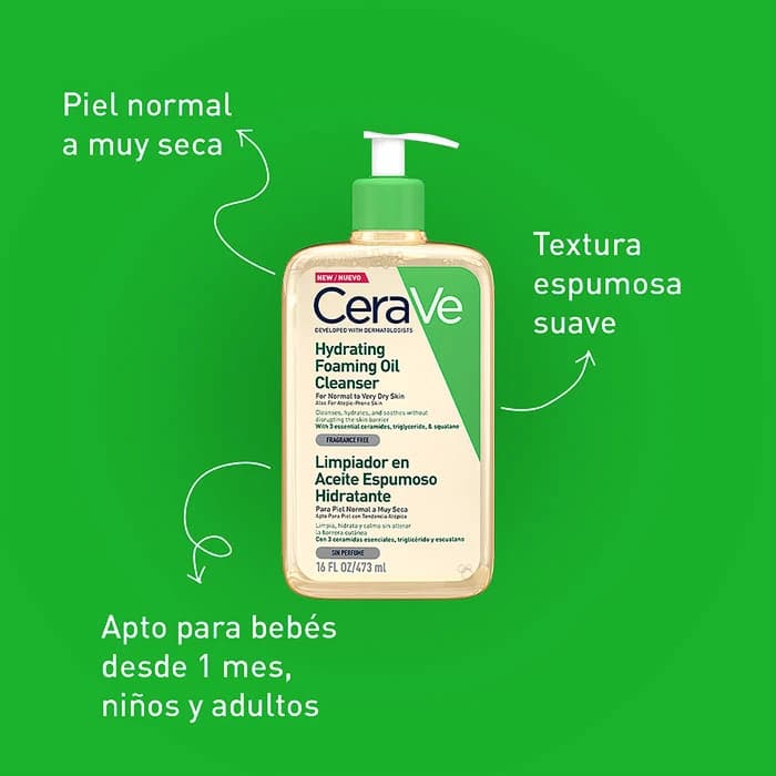 Imagen 3 de Cerave Limpiador En Aceite Espumoso Hidratante 473 Ml