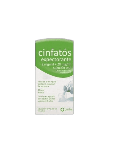 Imagen de CINFATOS EXPECTORANTE 2 mg/ml + 20 mg/ml SOLUCION ORAL 1 FRASCO 200 ml (PET)