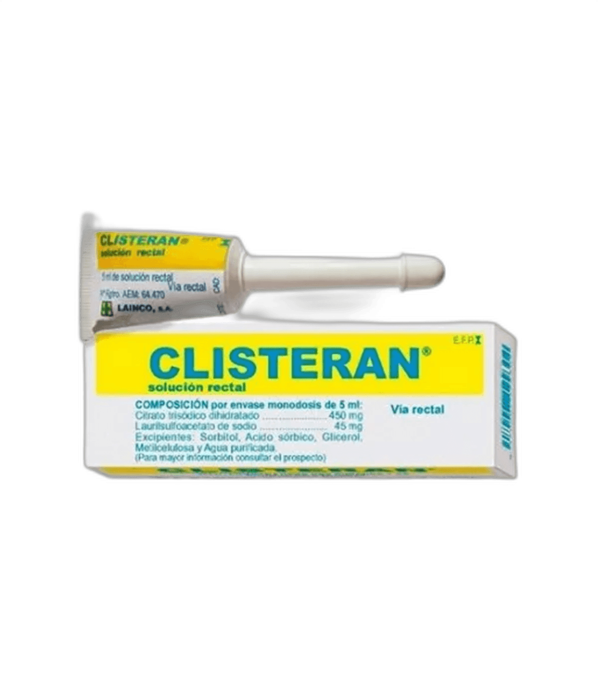 Imagen de CLISTERAN 450 mg/ml + 45 mg/ml SOLUCION RECTAL 4 ENEMAS 5 ml