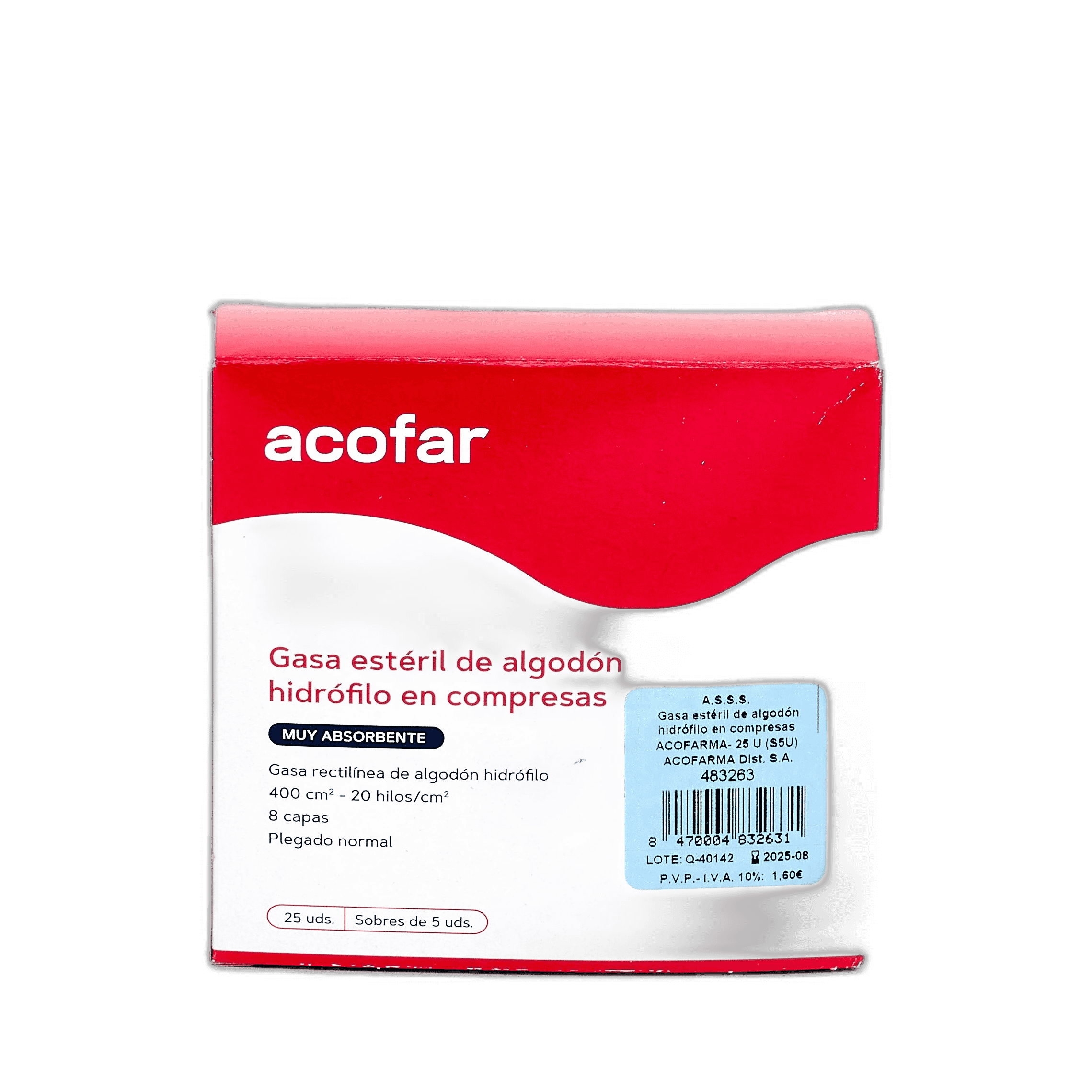 Imagen de COMPRESAS GASA ESTERIL ACOFAR 25 UND