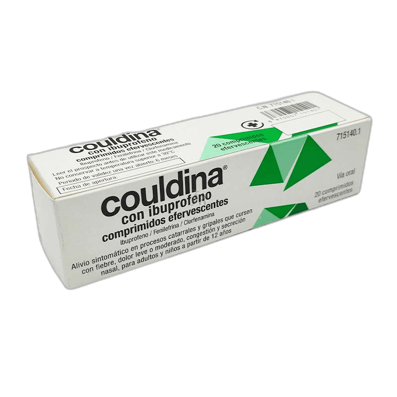 Imagen de COULDINA CON IBUPROFENO 400 mg/2 mg/7,5 mg 20 COMPRIMIDOS EFERVESCENTES