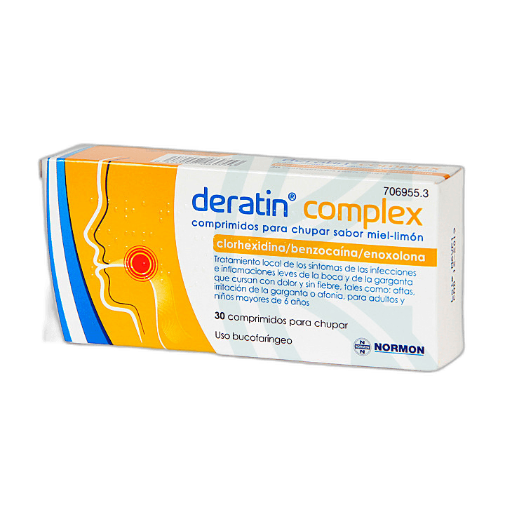 Imagen de DERATIN COMPLEX 30 COMPRIMIDOS PARA CHUPAR (SABOR MIEL-LIMON)