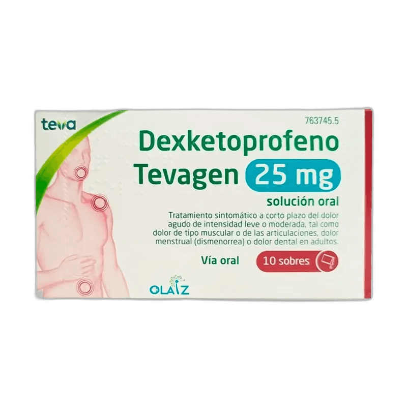 Imagen de DEXKETOPROFENO TEVAGEN 25 mg 10 SOBRES SOLUCION ORAL