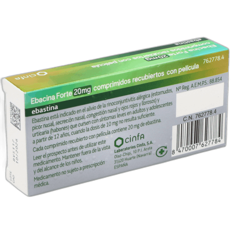Imagen de EBACINA FORTE 20 mg 10 COMPRIMIDOS RECUBIERTOS