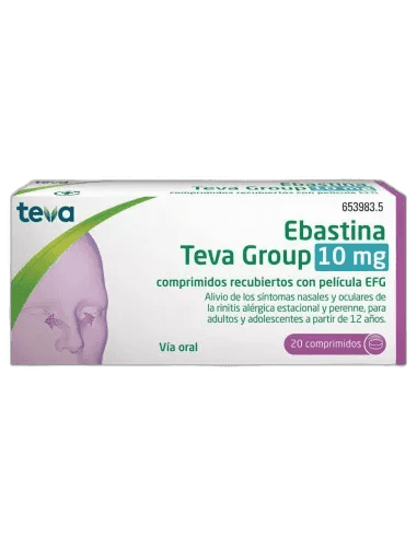 Imagen de EBASTINA TEVA GROUP EFG 10 mg 20 COMPRIMIDOS RECUBIERTOS