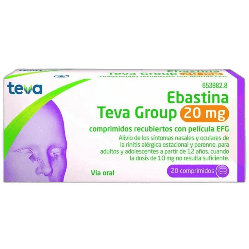 Imagen de EBASTINA TEVA GROUP EFG 20 mg 20 COMPRIMIDOS RECUBIERTOS