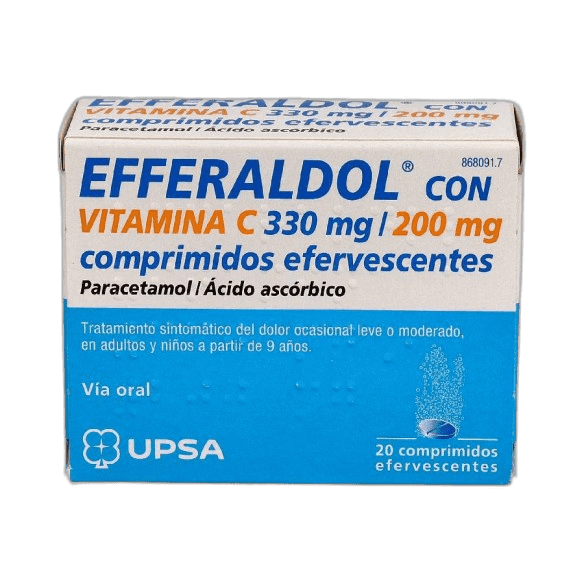 Imagen de EFFERALDOL CON VITAMINA C 330 mg/200 mg 20 COMPRIMIDOS EFERVESCENTES