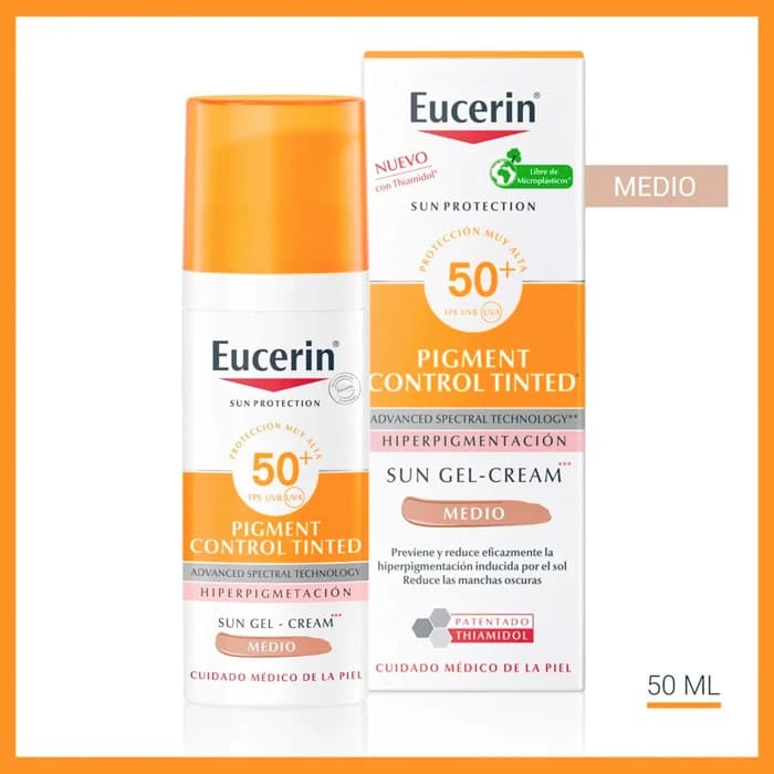 Imagen 2 de Eucerin Pigment Control Sun Gel Crema Spf50+ Color Tono Medio 50 Ml