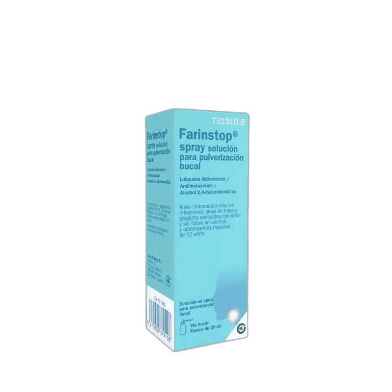 Imagen de FARINSTOP SPRAY SOLUCION PARA PULVERIZACION BUCAL 1 FRASCO 20 ml
