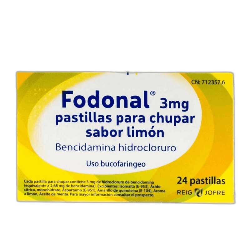 Imagen de FODONAL 3 mg 24 PASTILLAS PARA CHUPAR (SABOR LIMON)