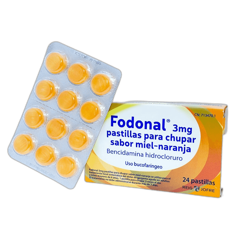 Imagen de FODONAL 3 mg 24 PASTILLAS PARA CHUPAR (SABOR MIEL Y NARANJA)