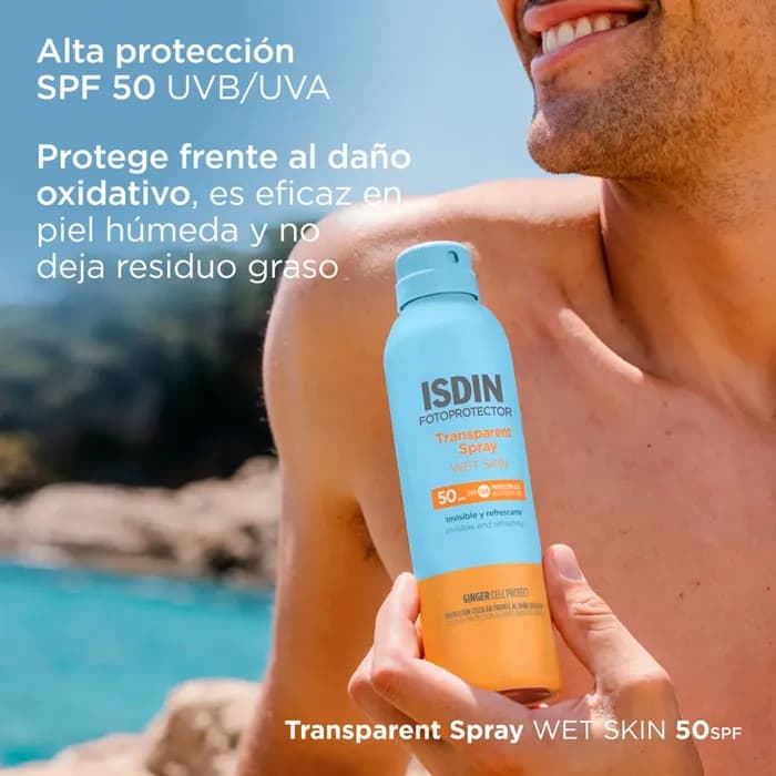 Imagen 3 de Fotoprotector Isdin Transparent Spray Wet Skin Spf50+ 100 Ml