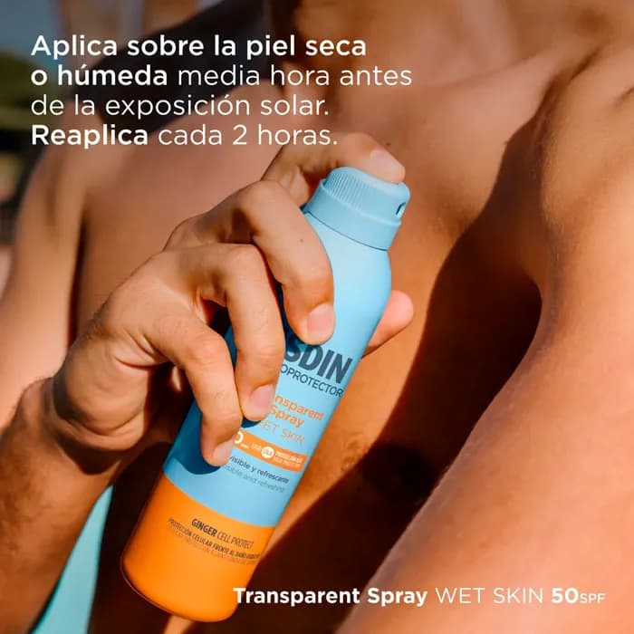 Imagen 4 de Fotoprotector Isdin Transparent Spray Wet Skin Spf50+ 100 Ml