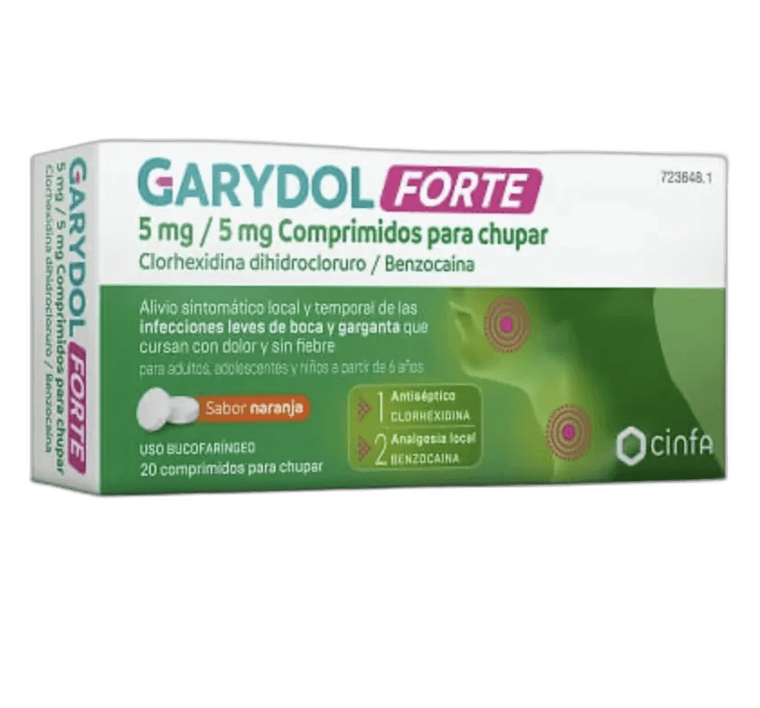 Imagen de GARYDOL FORTE 5 mg/5 mg 20 COMPRIMIDOS PARA CHUPAR