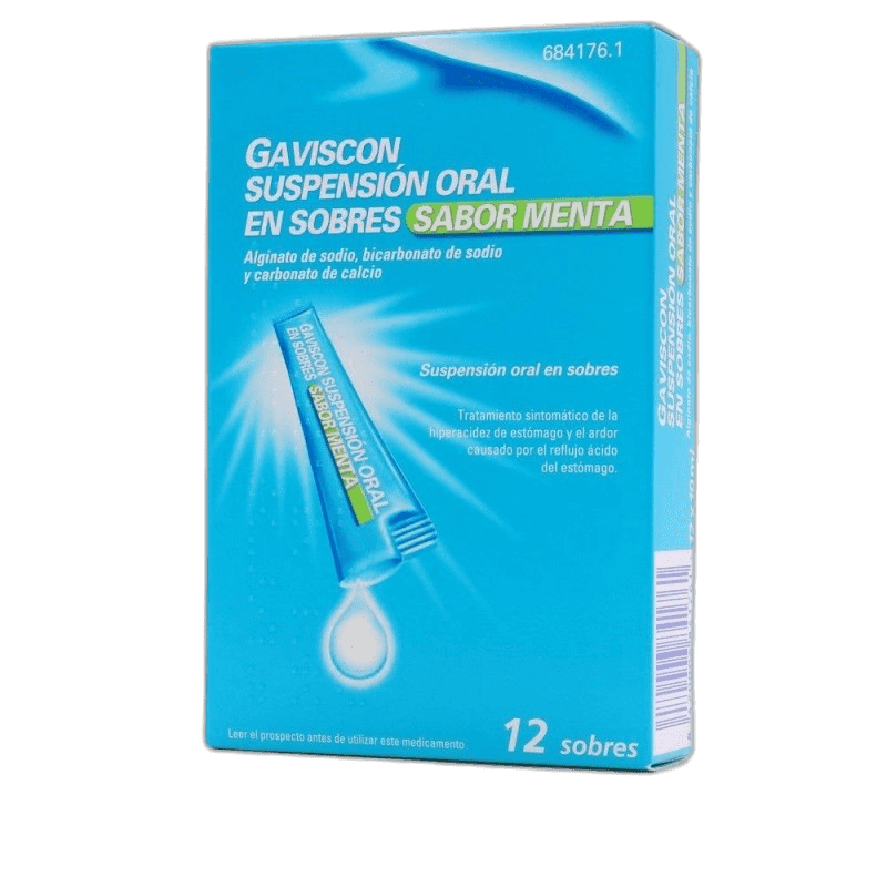 Imagen de GAVISCON 12 SOBRES SUSPENSION ORAL 10 ml (SABOR MENTA)