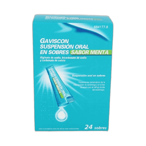 Imagen de GAVISCON 24 SOBRES SUSPENSION ORAL 10 ml (SABOR MENTA)