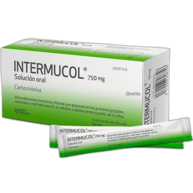 Imagen de INTERMUCOL 750 mg 12 SOBRES SOLUCION ORAL 15 ml