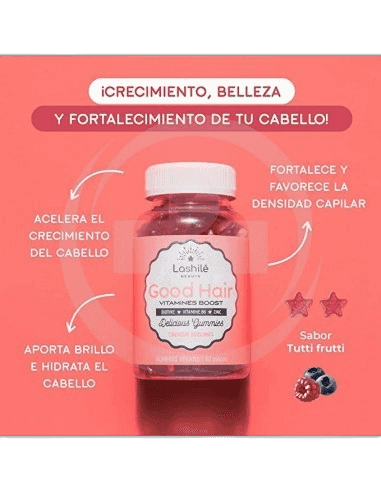 Imagen de LASHILE GOOD HAIR SIN AZUCAR 60 GOMINOLAS SABOR TUTTI FRUTI