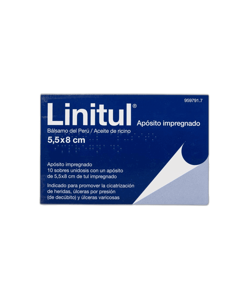 Imagen de LINITUL CICATRIZANTE 10 APOSITOS IMPREGNADOS 5,5 x 8 cm