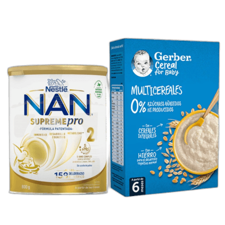 Imagen de NAN SUPREME PRO 2 + GERBER MULTICEREALES 0% AZUCARES AÑADIDO
