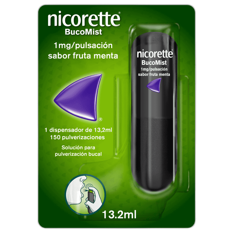 Imagen de NICORETTE BUCOMIST 1 mg/PULSACION SOLUCION PARA PULVERIZACION BUCAL 1 ENVASE 13,2 ml (150 DOSIS)