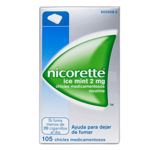 Imagen de NICORETTE ICE MINT 2 mg 105 CHICLES MEDICAMENTOSOS