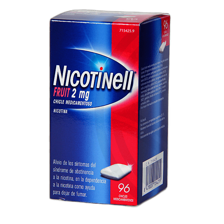 Imagen de NICOTINELL FRUIT 2 mg 96 CHICLES MEDICAMENTOSOS