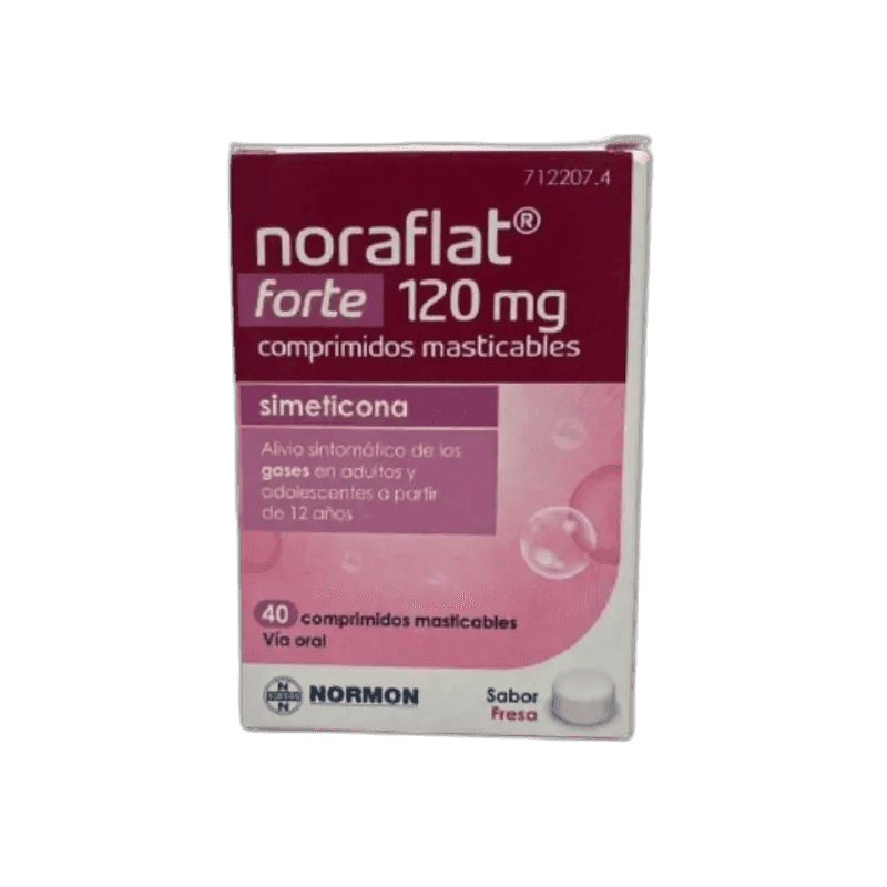 Imagen de NORAFLAT FORTE 120 mg 40 COMPRIMIDOS MASTICABLES