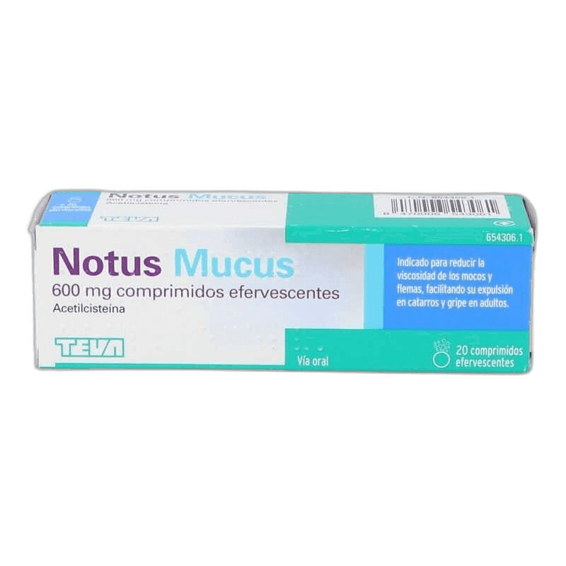 Imagen de NOTUS MUCUS 600 mg 20 COMPRIMIDOS EFERVESCENTES (SABOR LIMON)