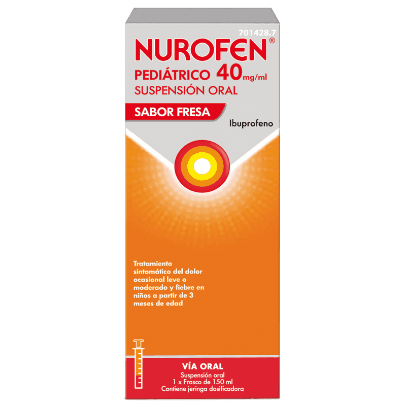 Imagen de NUROFEN PEDIATRICO 40 mg/ml SUSPENSION ORAL 1 FRASCO 150 ml (SABOR FRESA)