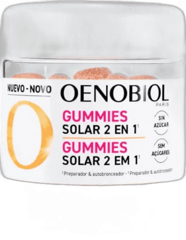 Imagen de OENOBIOL SOLAR 2 EN 1 60 GOMINOLAS SABOR FRESA LIMON