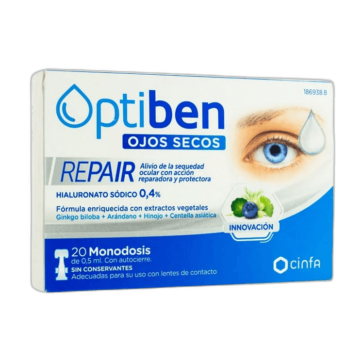 Imagen de OPTIBEN OJOS SECOS REPAIR 20 MONODOSIS